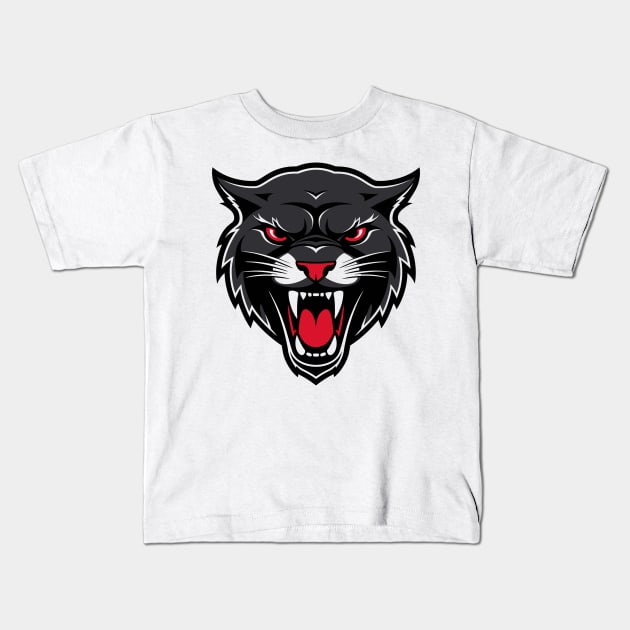 panther, head, angry, mascot, predator, strong, jaguar Kids T-Shirt by ArtvectorDSGN